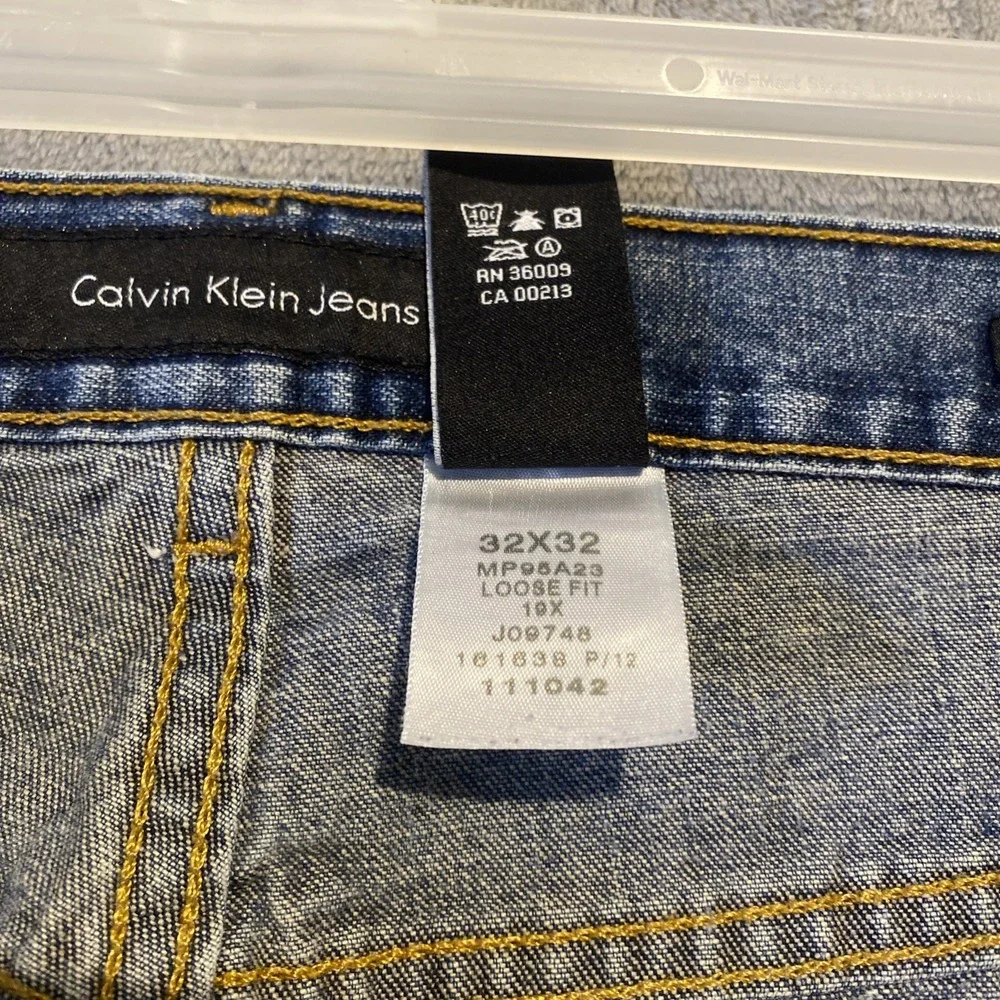 Calvin Klein Jeans Men 32x28 Blue Straight Loose Raw Hem Grunge Streetwear READ